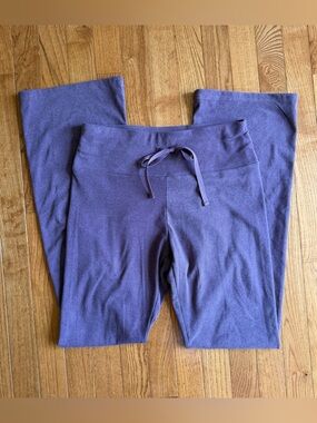 ebb & flow athleisure Heather Plum Purple Flare Leg Pants Drawstring Waist M